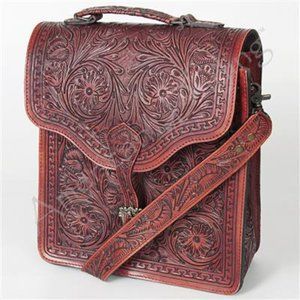American Darling Hand Tooled Leather Bag 12 x 12